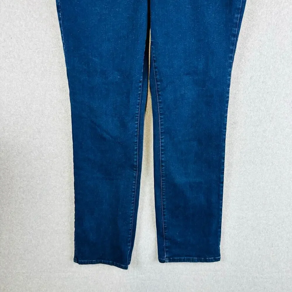 NYDJ Womans Sz 14 Plus Jeans Blue Marilyn Straight Lift Tuck‎ Stretch Denim